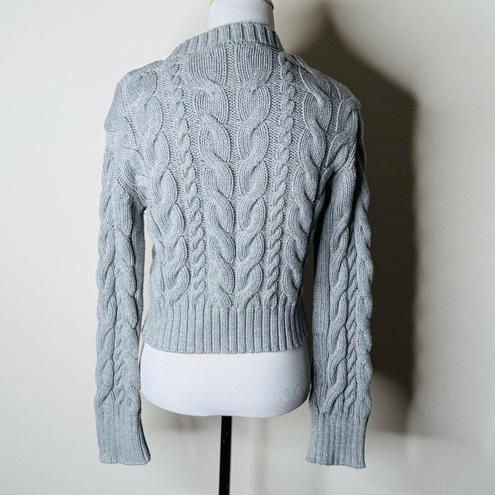 Abercrombie Gray Cable Knit Cropped Cardigan Sweater - Picture 6 of 6